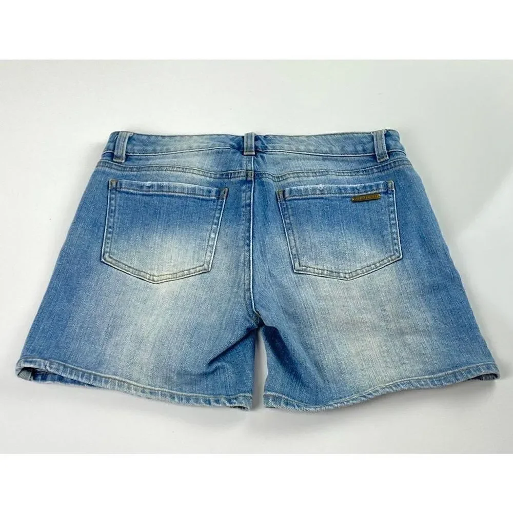 Michael Kors Low Rise Distressed Jean Shorts Womens 0 Light Wash Summer BI0423